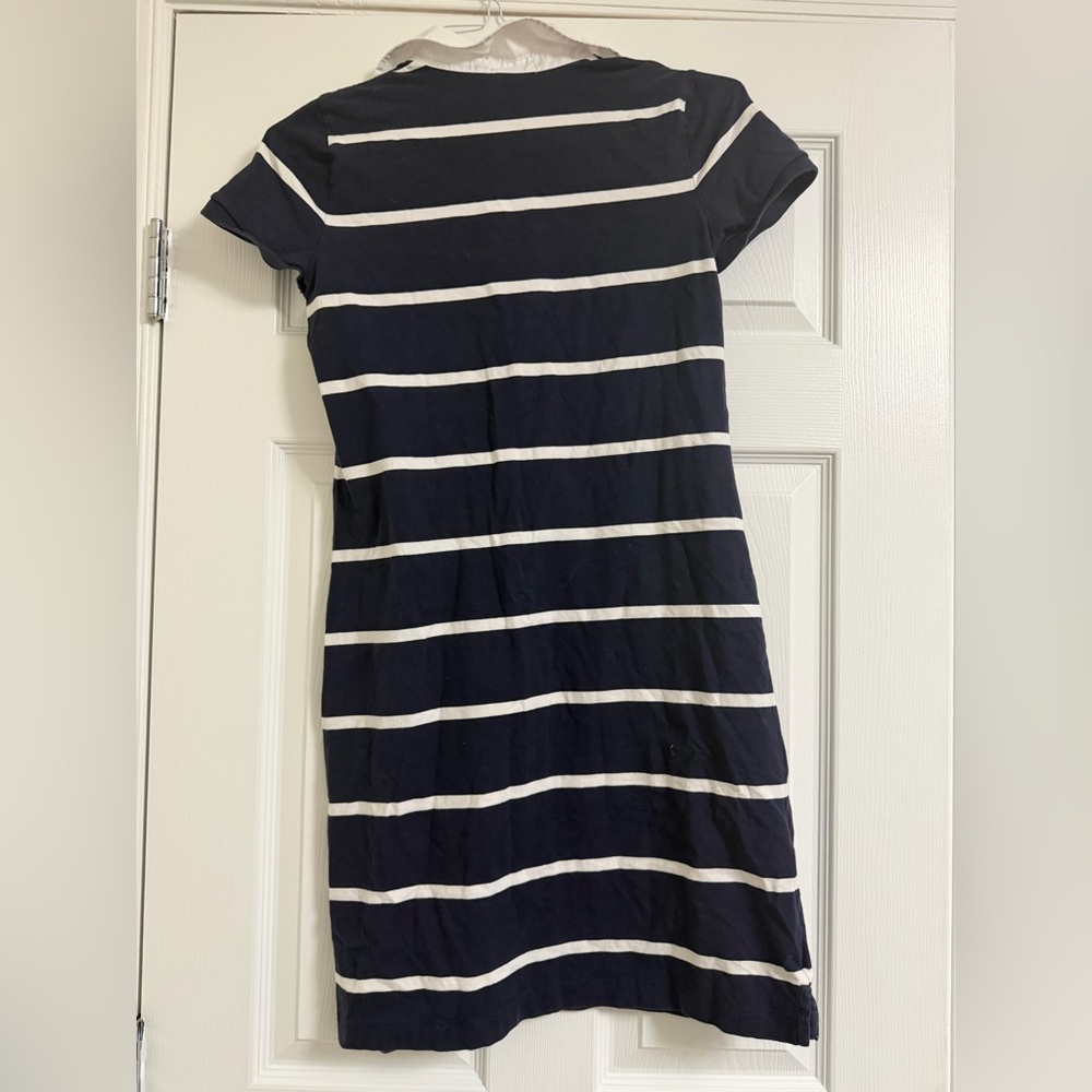 RALPH LAUREN Women’s Navy White Striped Sporty Polo Shirt Cotton Dress EUC Small - Picture 3 of 6